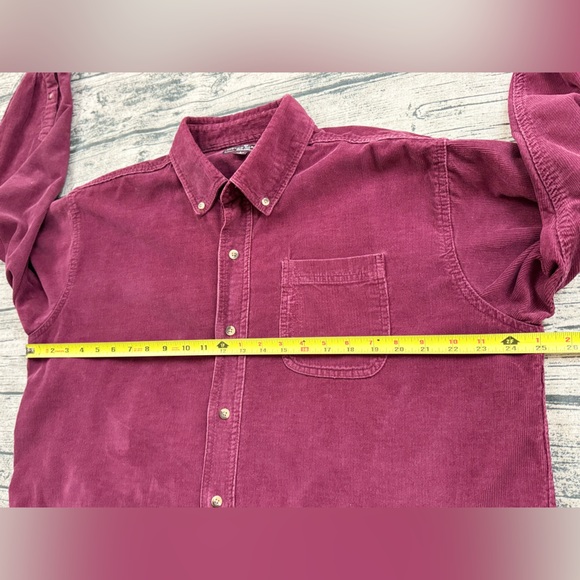 Steve & Barry's Men's Burgundy Corduroy Long Sleeve Button Shirt, Size Large - Picture 2 of 7